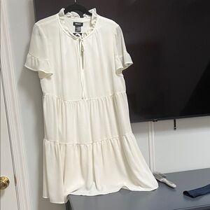 DKNY Cream Ruffle Mini Dress